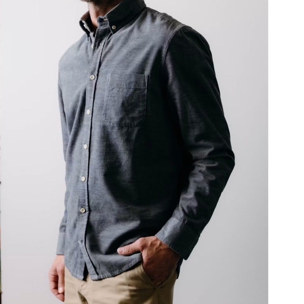 Taylor Stitch The Jack Shirt Corduroy button Down Long Sleeve Gray Size 44 XL